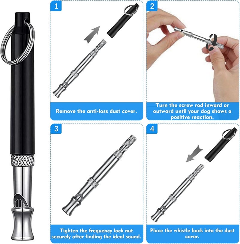 CdbC Dog Whistle - 2Pack Dog Whistle to Stop Barking Neighbor's Dog, Adjustable Ultrasonic Silent Dog Whistle,Helpful for Training Recall (Black with Lanyard) - Image 3